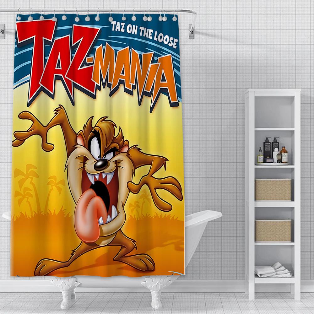 

Мультяшная шторка для душа «Тасманский дьявол», водонепроницаемая полиэстеровая ткань с краской, шторки для ванны для дома, декор для ванной комнаты, шторка с крючком YL90x180cm