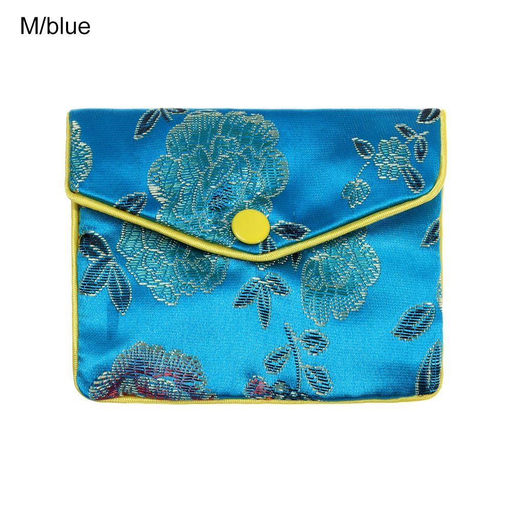 Brokat Handgefertigt Tragbar Reißverschluss Schmucktasche Aufbewahrungsbeutel Stickerei Tasche Druckknopfetui