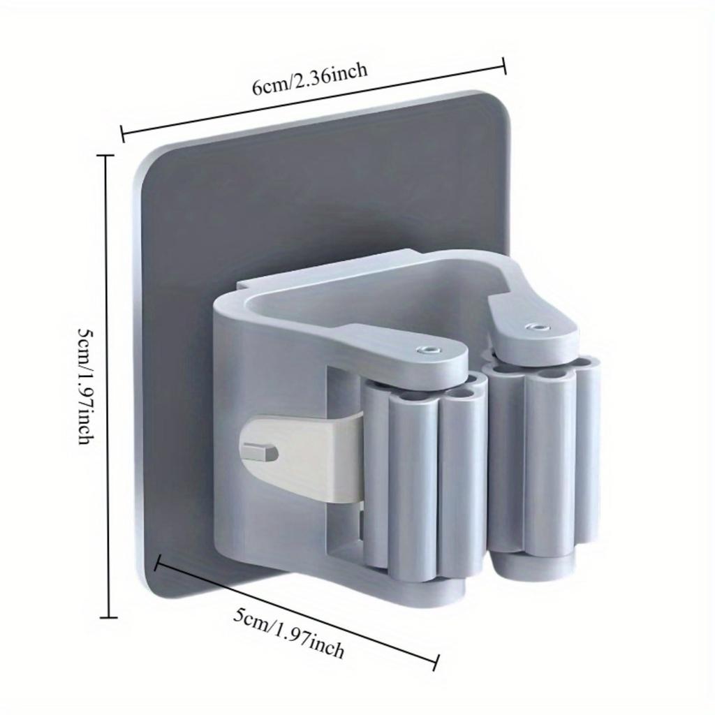 1/2/4 Modern Wall Mounted Mop and Broom Rack - No Drilling Required, Durable Plastic Storage Hooks