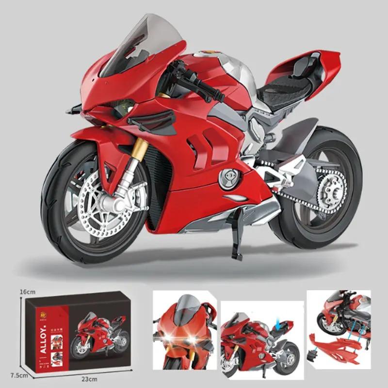 

1/12 DUCATI Panigale V4S Corse Сборная версия Модель мотоцикла из сплава Литой металлический гоночный мотоцикл Модель Звук Свет Детские игрушки Подарок красный
