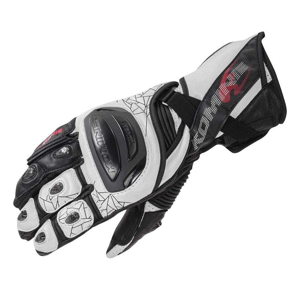 Komine Motorcycle Titanium Racing Size for and Made with Genuine Carbon and Stretch Titanium Gloves, White/Black, 2XL, GK-235 12969, Spring, Summer,