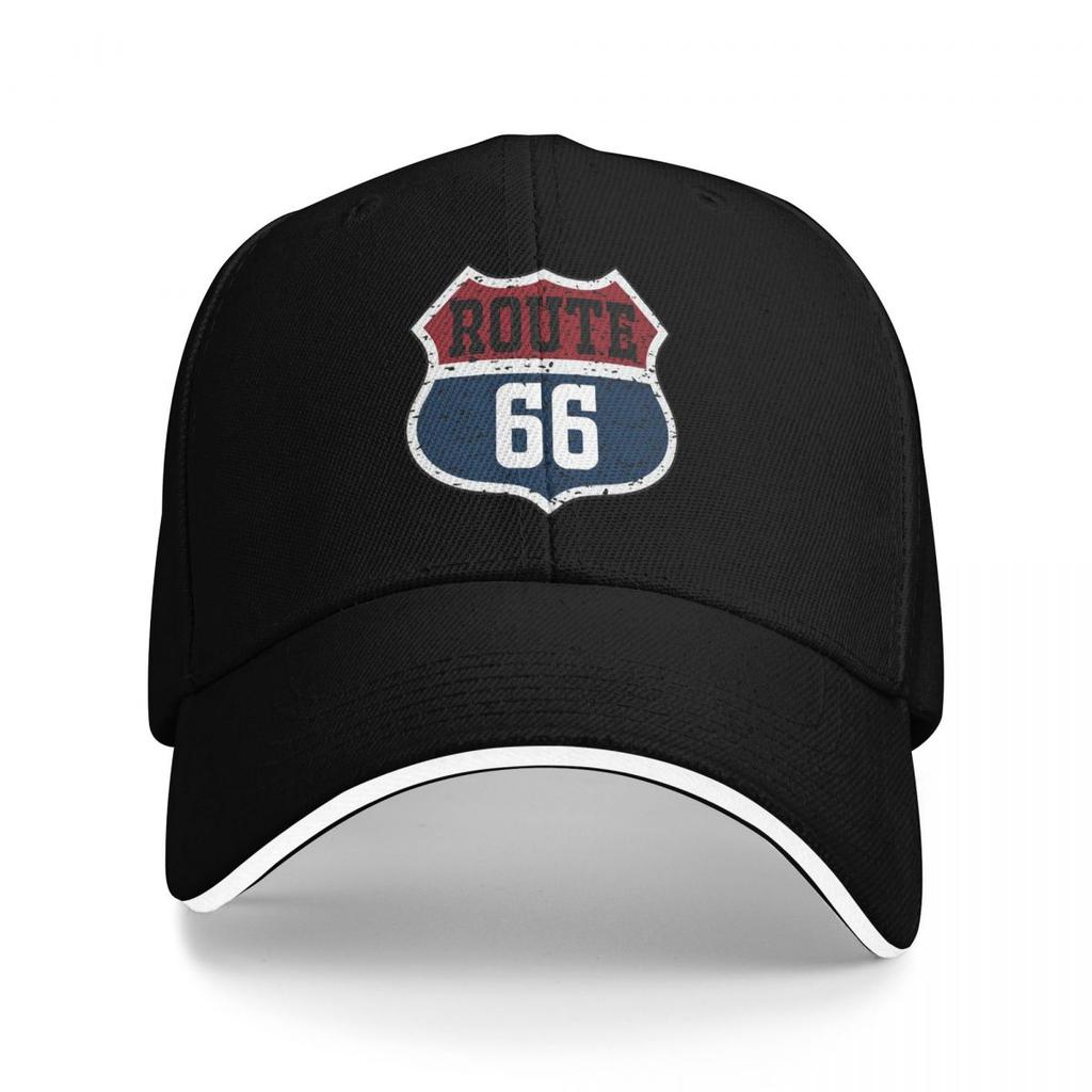 Casquettes de Baseball Unisexes Vintage Route 66 Logo Panneau Rond Streetwear d'Extérieur Été Sports Casquettes de Baseball Casquette Hip Hop Casquettes