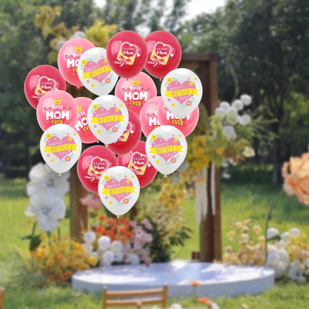 18x Mother's Day Balloons, Themed Party Supper Mom Latex Balloons for Mother