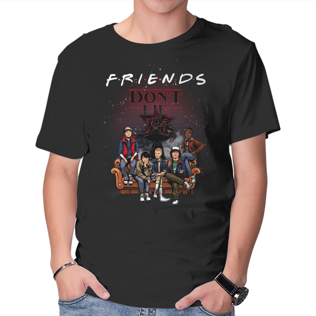 Unisex Crew Neck T-Shirt Stranger Friends Graphic Short Sleeve Casual Tee XL