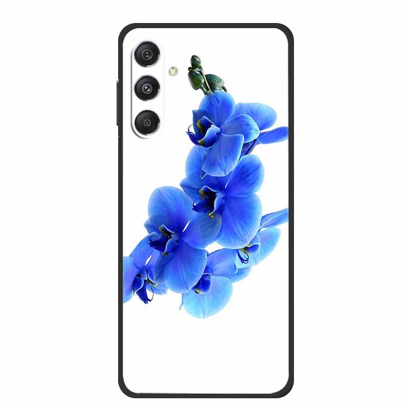Чехол для телефона Samsung Galaxy F17 2025 Цветочный Рисунок Черный Силикон Мягкая Задняя Крышка для Телефона Samsung Galaxy F17 TPU Funda Para Galaxy F17 5G