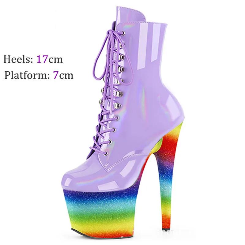 Divat Új 17Cm Szuper Magassarkú Stiletto Női Csizma Vízálló Platform Divat Kerek Orrú Bokacsizma Tánccipő