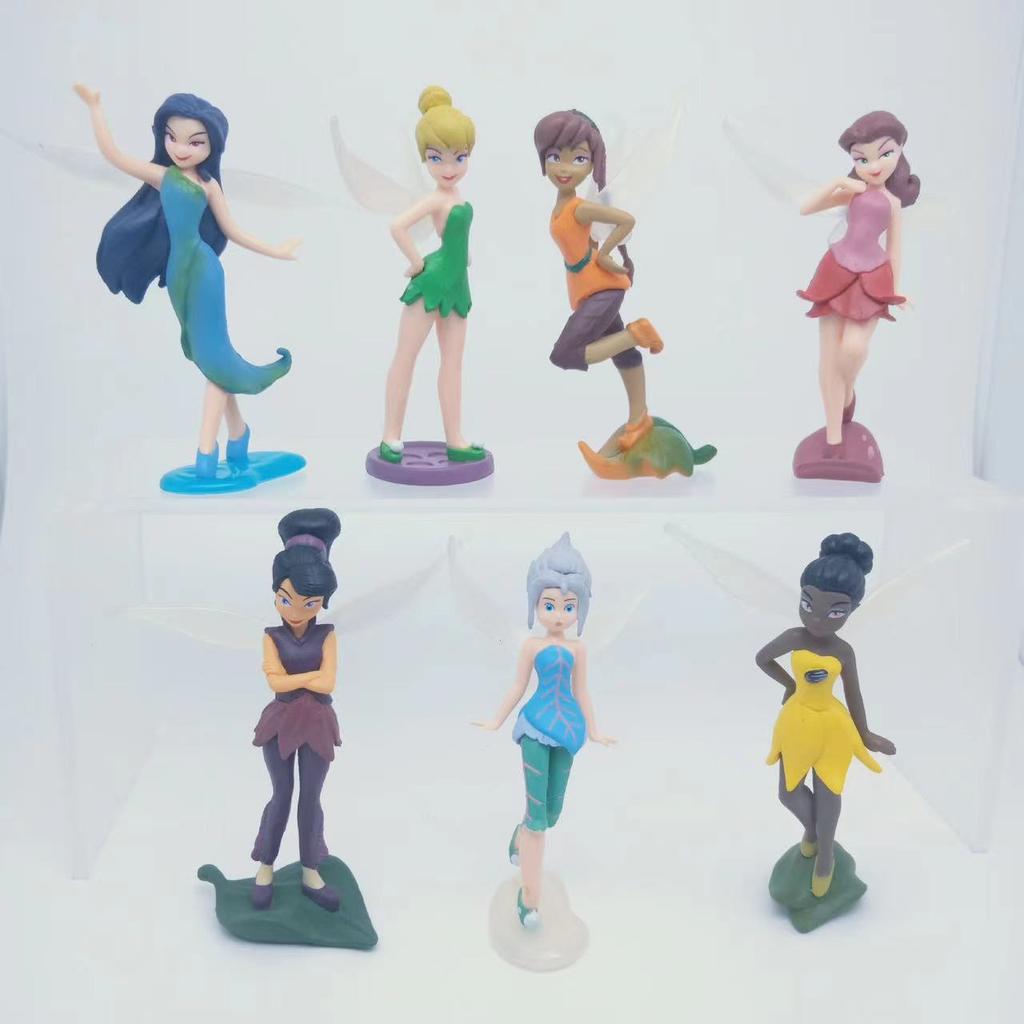 7pcsSet Princess Tinkerbells Mini Fairy Figure Toys Children Animation Cartoon Toys Girls Dolls Baby Toy Decorations Figure