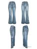 Damen Retro High-Waist Slim Fit Bestickte Micro-Flare Jeans
