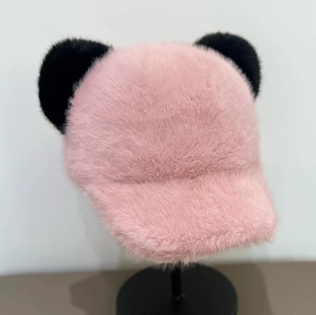 2025 new high-end plush thickened warm face small baseball hat bear cute cap female autumn and winter