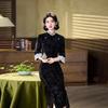 National Style New Chinese Long Sleeve Cheongsam Autumn Medium Sleeve Improved Cheongsam Stand Collar Young Daily Commuter Retro Cheongsam