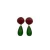 Retro High-end Geometric Water Drop Stud Earrings Female Resin Classic Contrasting Colors Niche Design Fashionable Romantic Light Luxury Earrings