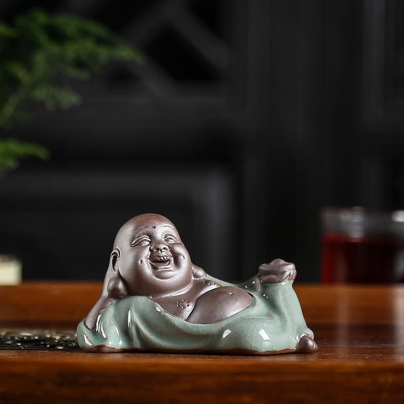 Figurines & Miniatures Monk Tea Pets Zen Living Room Decoration Buddhist Geyao Micro Landscape Home Decor Ceramic Ornaments