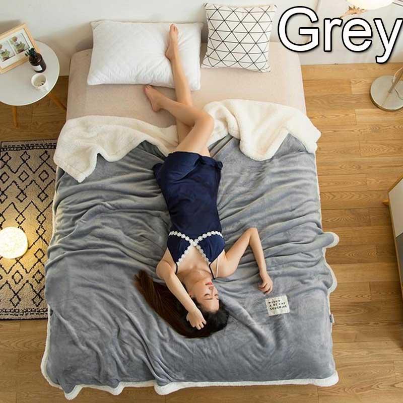 Super Soft Solid Color Double Thick Lambs Fleece Flannel Blanket Air Conditioning Blanket