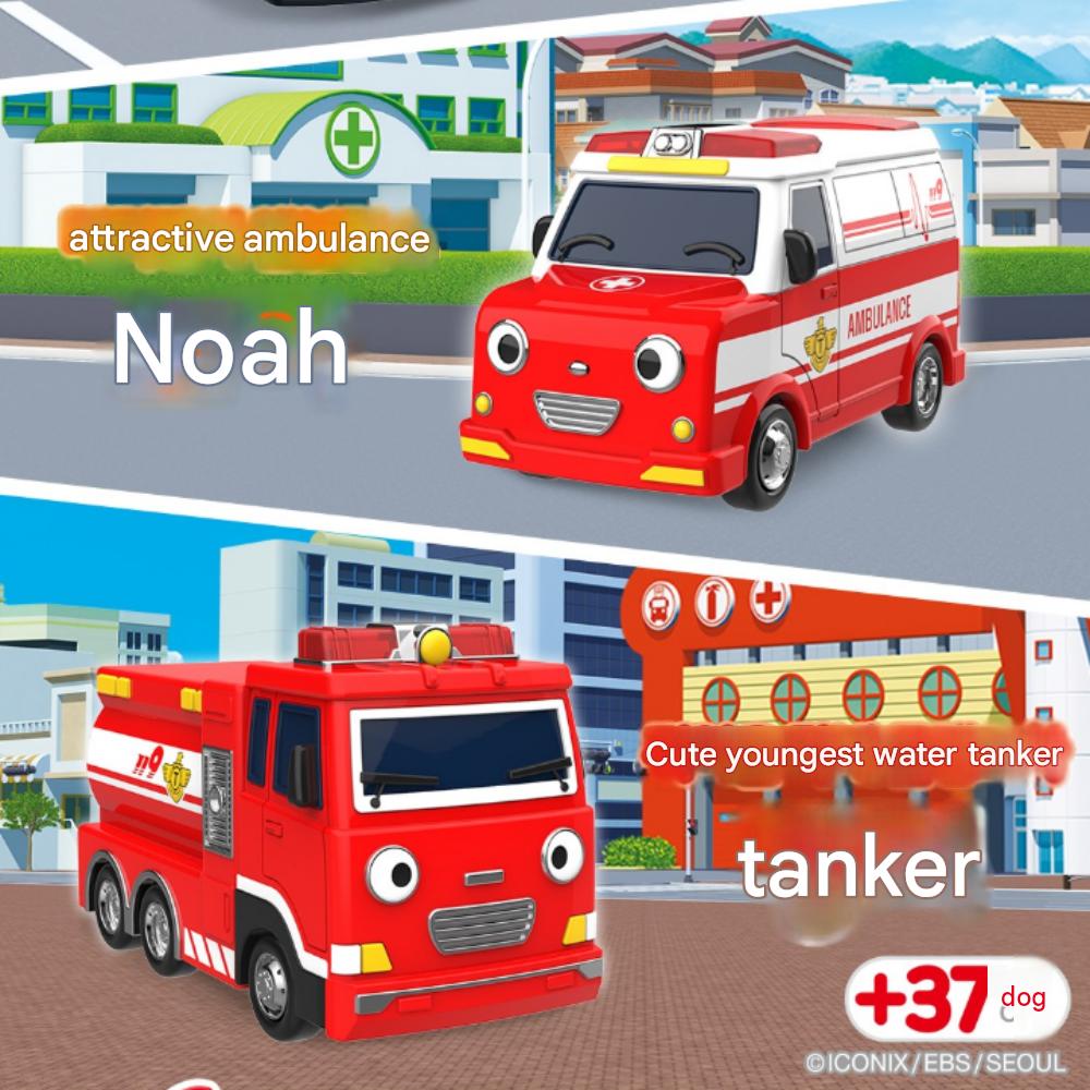 Tayo Özel Küçük Otobüs Arkadaşları Mini Araba Seti 9 (4 Araba : Jessi+Tayo+Noah+Tanker)