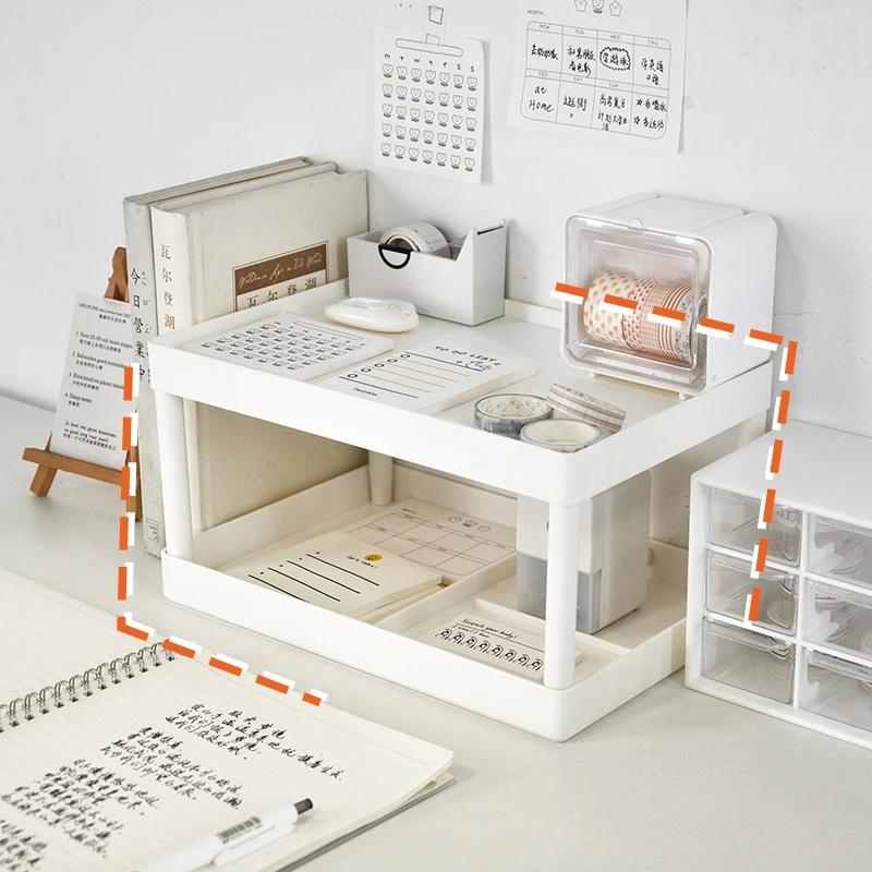 Multifunctional Shelves Double-layer Storage Shelf Desktop Storage Rack Plastic Desk Shelves Cosmetic Sundries Organizer Storage