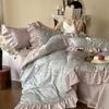 Cotton Bedding Four-piece Rose Printing Skin-friendly Breathable Comfortable Quilt Cover Bed Sheet Pillowcase Kit