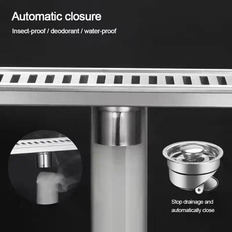 Stainless Steel Drain Filter with Strainer Cover for Showers, Anti-odor, Adjustable 20-50cm, Perfect for Bathroom Sinks