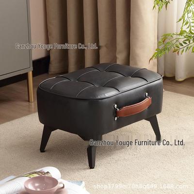 Elegant Entryway Low Stool: Soft Leather Upholstered Shoe Cabinet, Sofa, Coffee Table, and Storage Solution