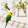 8 Pieces Parrot Chewing Toys Bird Toys Wooden Swing Soft Ladder Ladder Wooden Beads Rotating Stairs for Cockatiel,