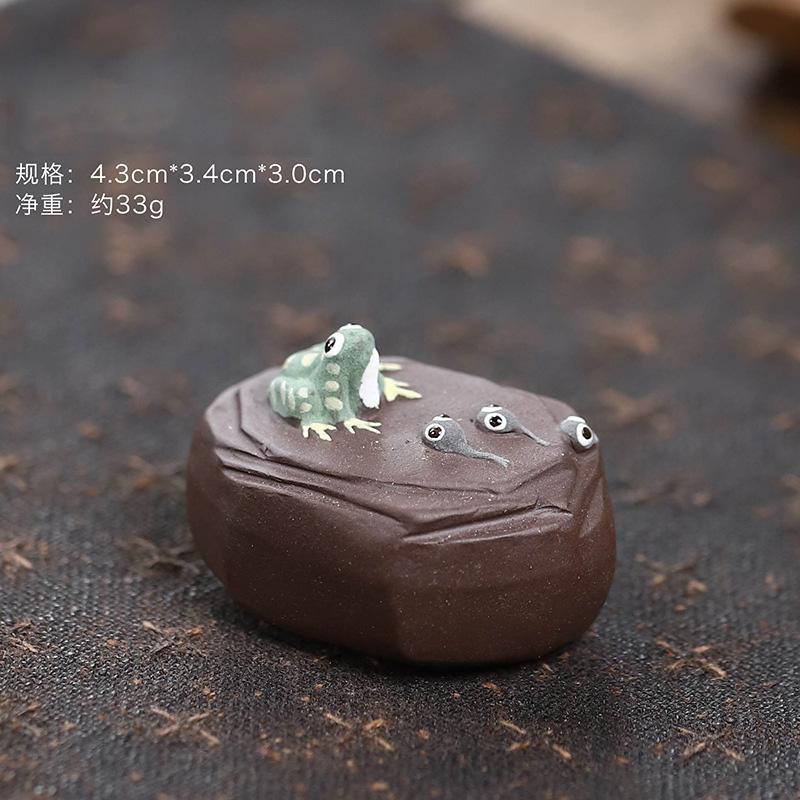 1PC Lucky Purple Clay Small Frog Statue Tea Pet Tea Art Ornaments Chinese Kung Fu Tea Handicrafts Ceremony Decor Accessories