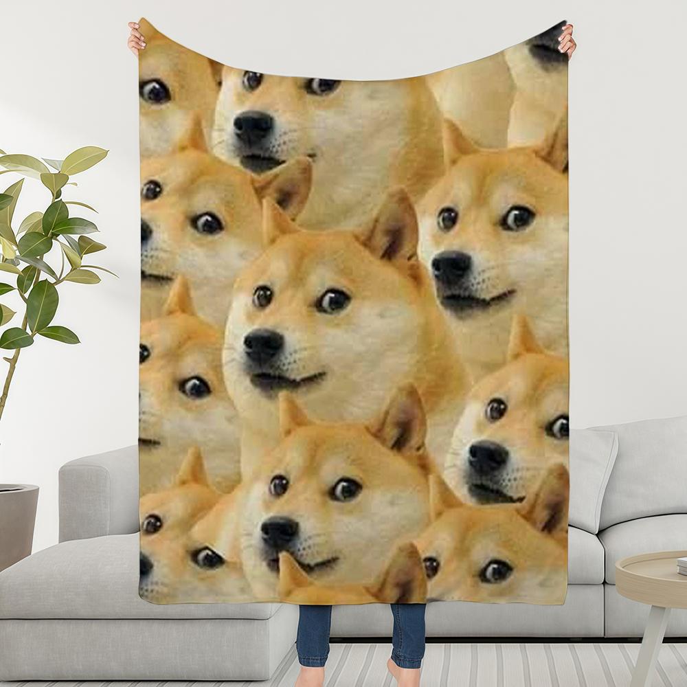 Blanket Throw Super Cosy Plush Living Room Sofa Cheems Doge Couch Funny Childish Birthday Gifts