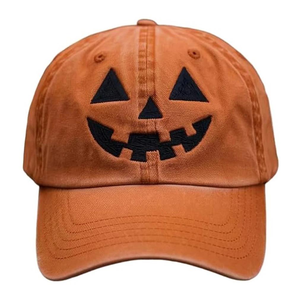 Halloween Pumpkin Face Baseball Hat for Women Men Funny Halloween Cap Ideal Gift for Outdoor Activities Fishing Camping & Daily