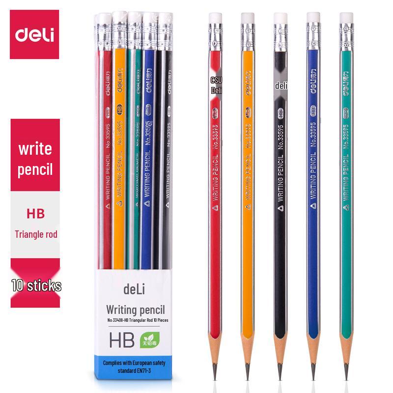 10-Pack Deli 33408 Triangular 2B/HB Pencils for School and Exam Use 10 pencils/box hb