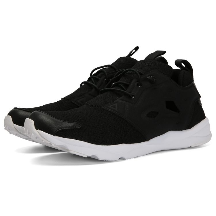 Reebok Furylite Knit Round Toe Lace-Up Slip-Resistant Durable Low-Top Casual Shoes Unisex Sneaker Black CN0309