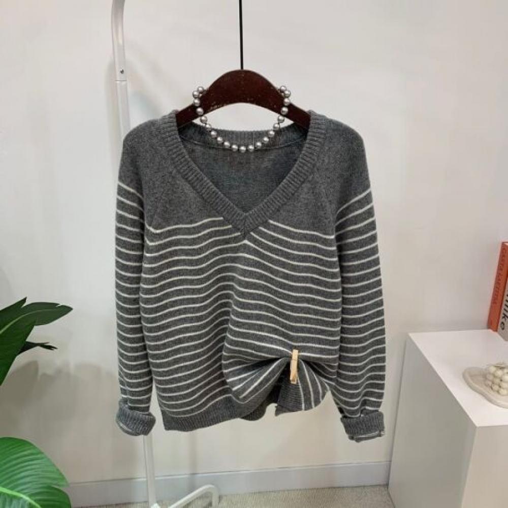 C S In The Room Women Huddle ColorbloCk Stripe Raglan V neCk Knit 4Color