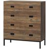 Chest of Drawers, 4-Drawer Storage Organiser Unit with Metal Frame for Bedroom, Living Room, Brown