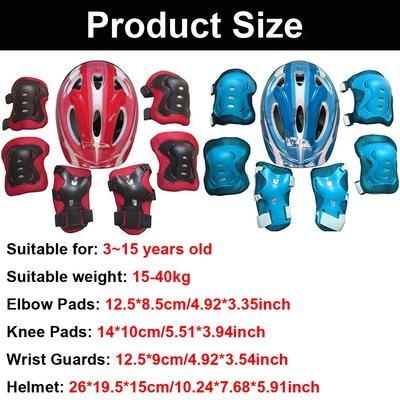 7Pcs Roller Skating Kids Boy Girl Safety Helmet Knee Elbow Pad Sets Cycling Skate Bicycle Scooter Helmet Protection Safety Guard