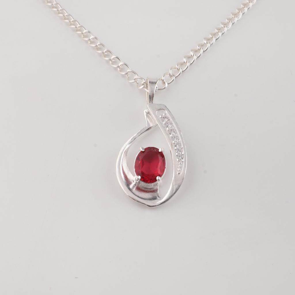 Pink Rubellite Gemstone 925 Sterling Silver Partywear Zircon Pendant 1.4" Women Jewelry For Gift CZP-16-9