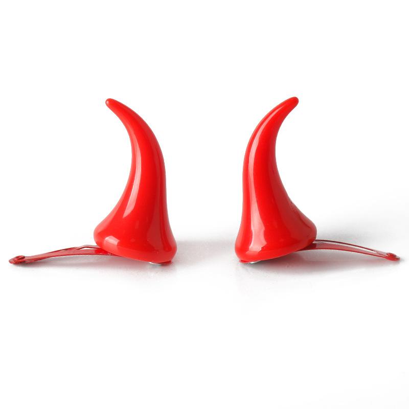 Devil horn hairpin, red horn headdress, Halloween fashion cool horn clip, hair accessories, devil cosplay creative hairpin props
