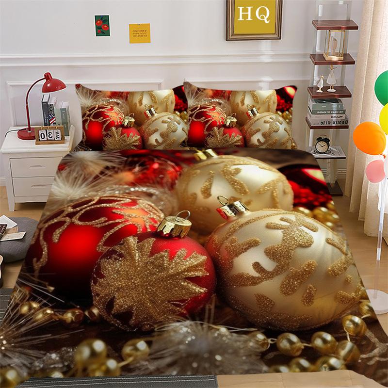 Weihnachts-Schneeszene 3D-gedruckter Polyester-Kissenbezug Bettbezug Zwei- oder Dreiteiliges Set