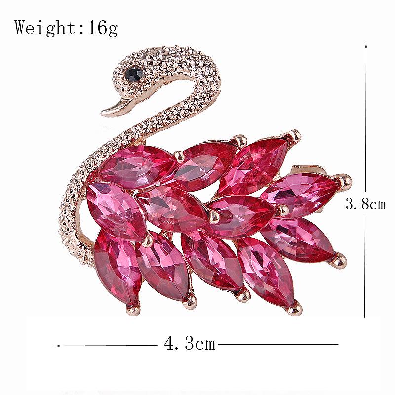 Lanhao Korean Style Cute Crystal Swan Brooch Pin for Men and Women