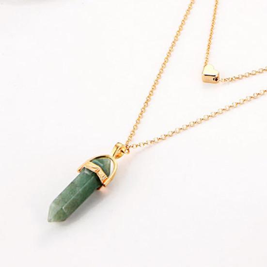 Necklace Hexagonal Rhomboid Faux Crystal 3 Layers Women Heart Beads All Match Choker for Wedding