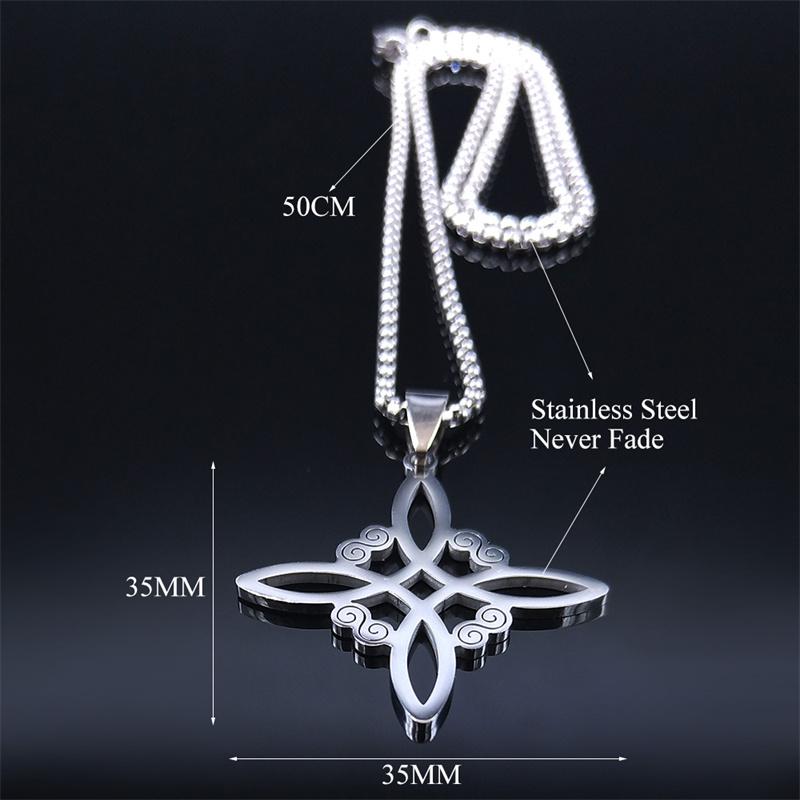 Acciaio Inossidabile Stregoneria Nodo Irlandese della Strega Collana Catena Uomo/Donna Colore Argento Collane Wicca Gioielli da Strega nudo de bruja
