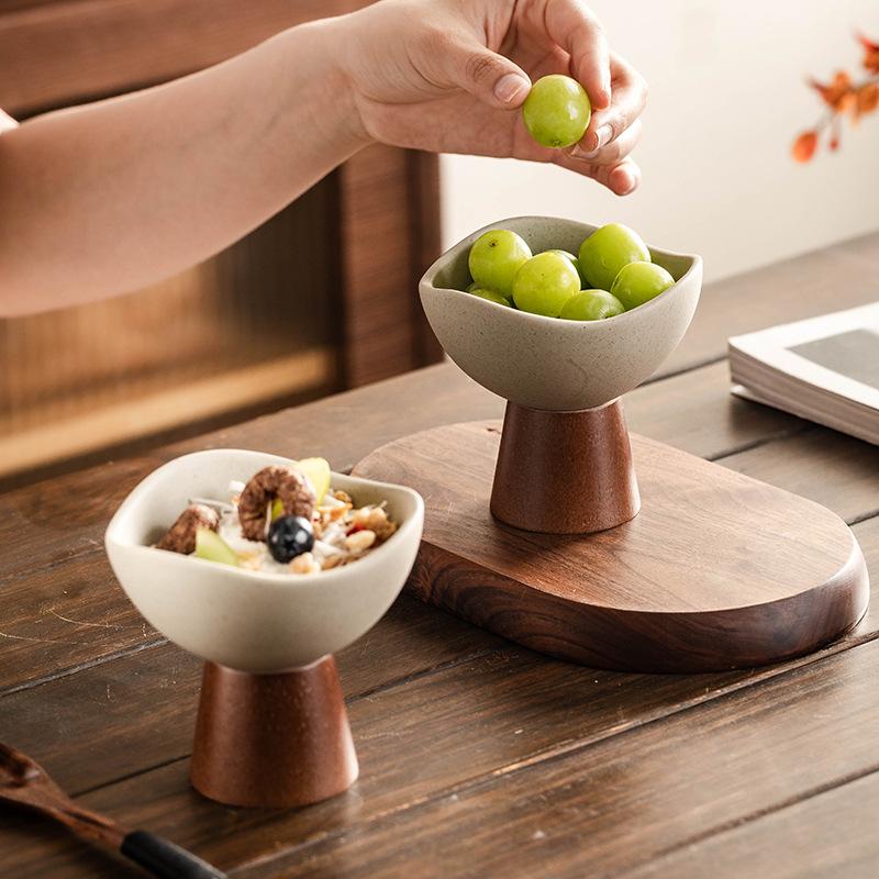 Handmade Stoneware Dessert Bowl Ceramic Tableware High-end Unique Yogurt Oatmeal Ice Cream Cup