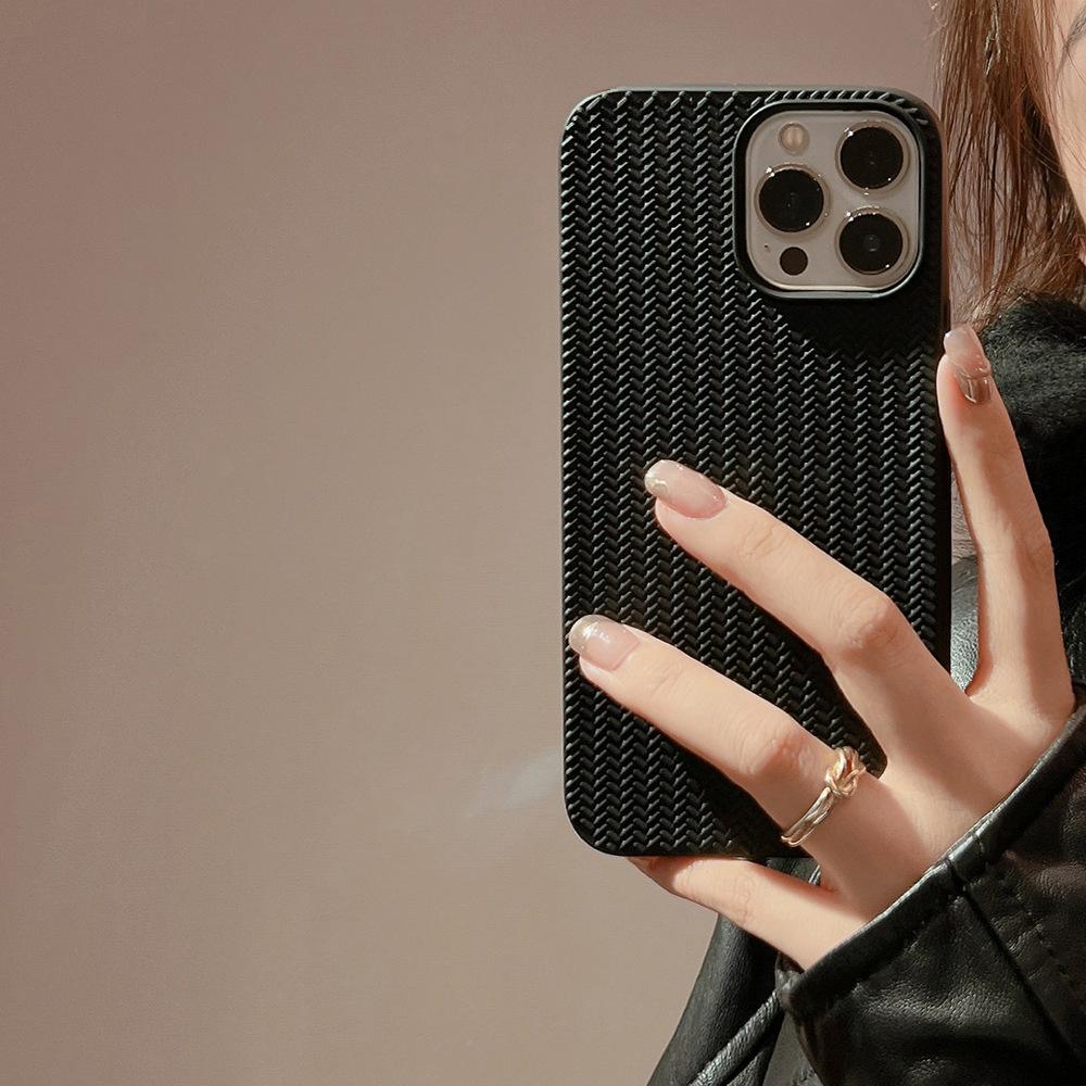 Black Woven Case for iPhone 13 iPhone 15 iPhone 16 Pro Max