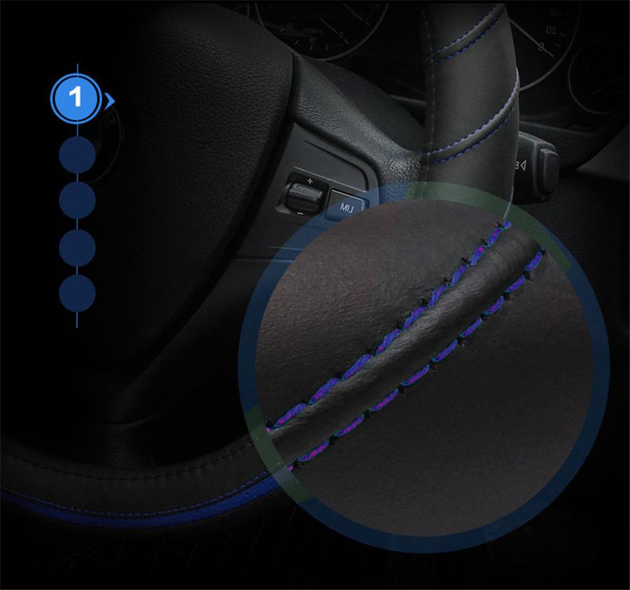 2018 New Genuine Leather Leather Car Steering Wheel Cover Auto Accessories Car Styling Size 38Cm