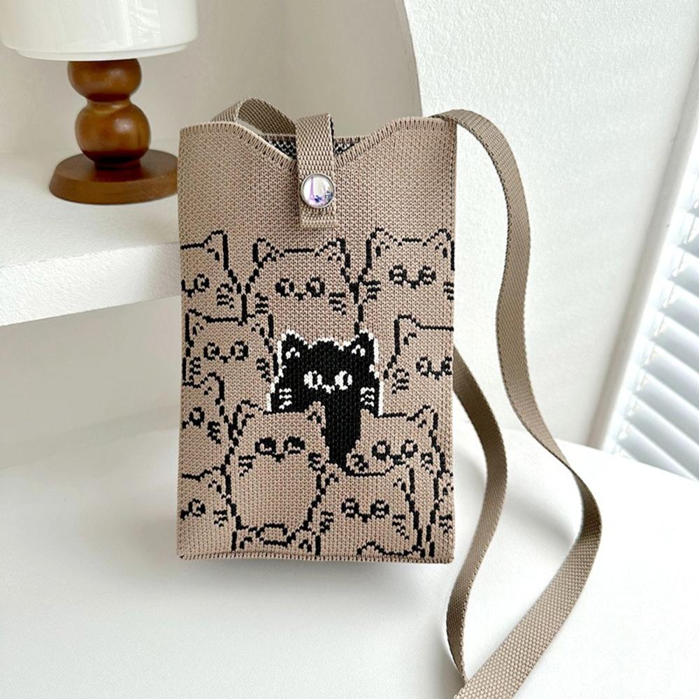 FASHION 2024 Knitted Mini Cross-Body Mobile Phone Bag Korean Versatile Student Commute Shoulder Bag Square Small Purse Handbag For Women