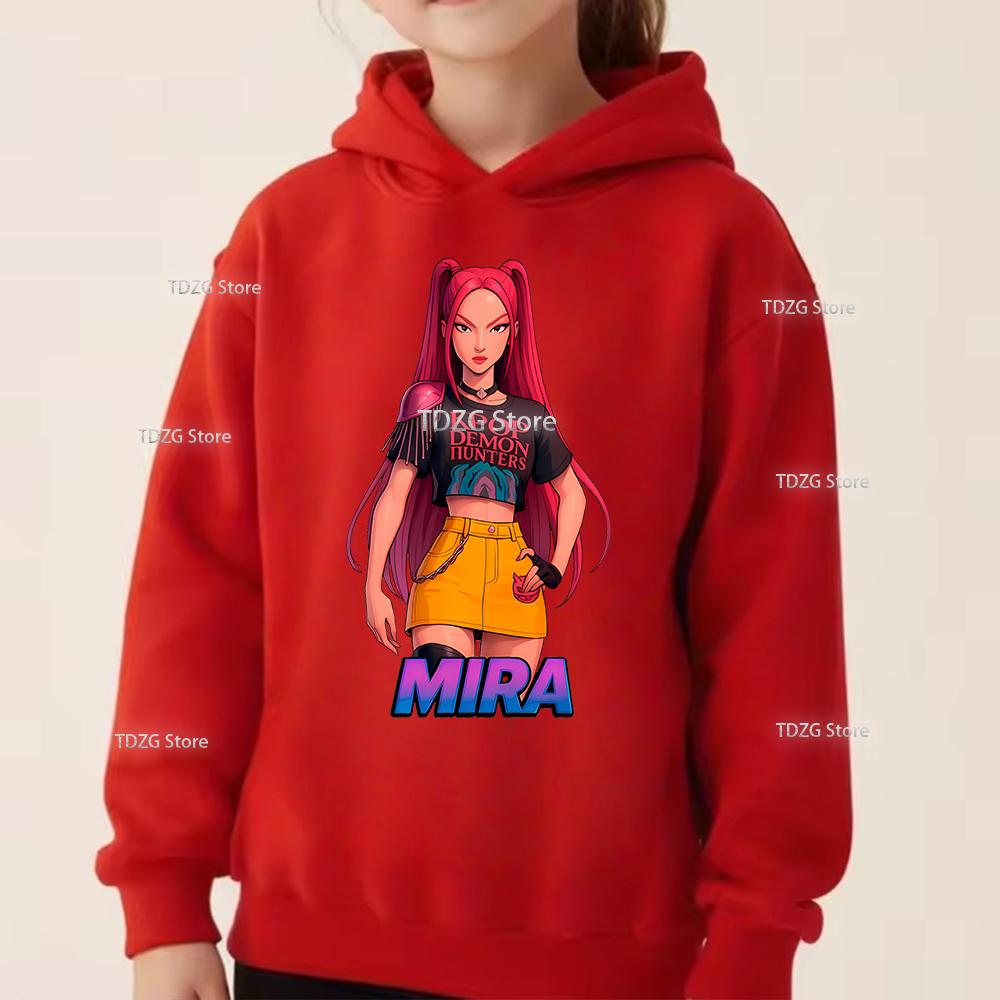 Autumn Single Girl Group KPop Demon Hunter Print Fashionable and Simple Sports Boy Girl Pullover Hoodie Children Clothing