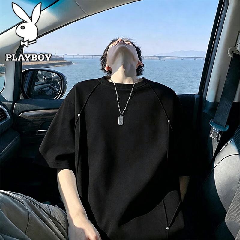 Мужская футболка с коротким рукавом PLAYBOY 3XL чёрный