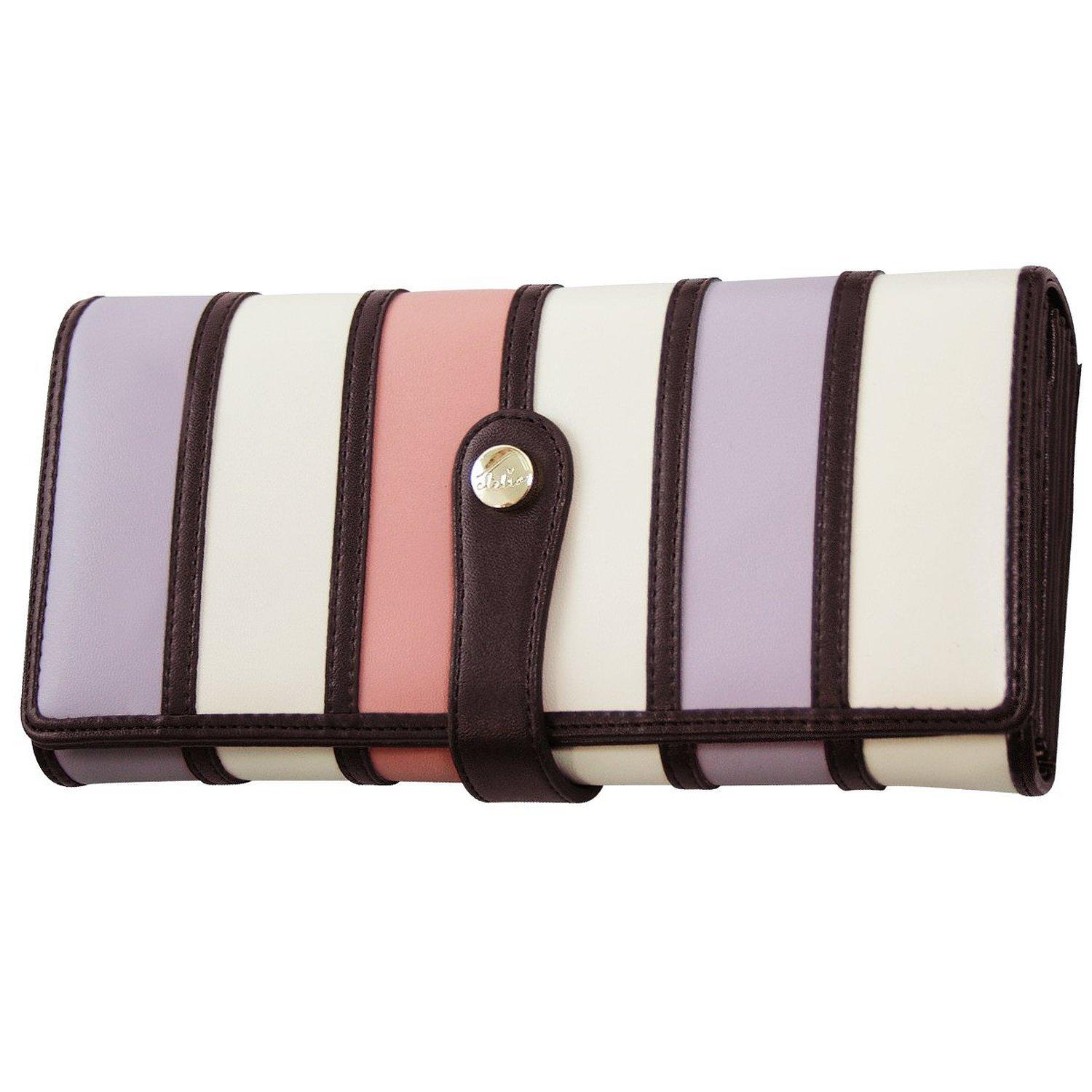 

Long Wallet Large Capacity Multicolor Striped Accordion Wallet Bellezza Series [Cleria] Women s [CL-10262] (Amethyst) аметист
