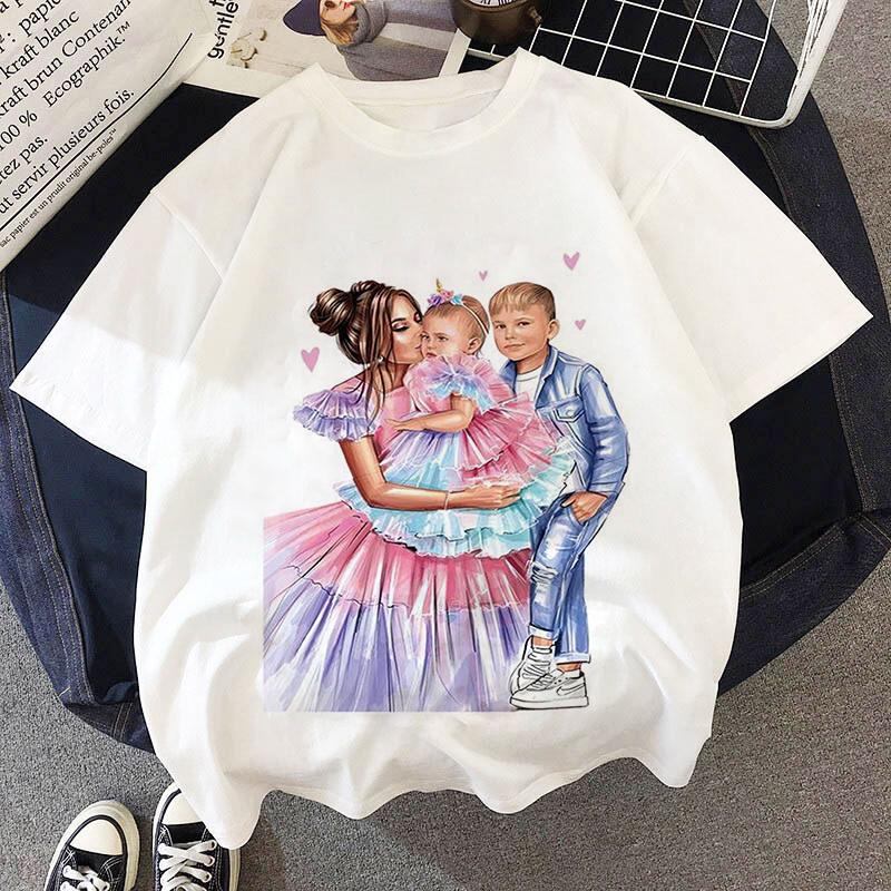 Mother Kids Kids T-shirts Girls Summer New Super Mom Dad Clothes Baby T Shirts Children Cute Sleeve Clothing Graphic T-shirt Tee