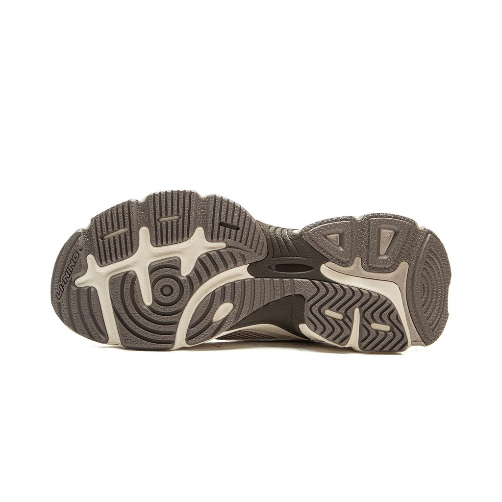 Li Ning Xingji Cushioning Abrasion Resistant Breathable Low Top Chunky Sneakers Men's Beige Brown AGCV353-3