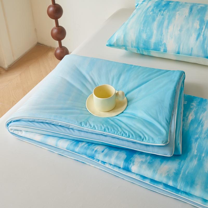 Blue Quilt for Summer Cooling Patchwork Bedspread for Beds Single/Queen Summer Blankets /Duvet Without Pillowcase