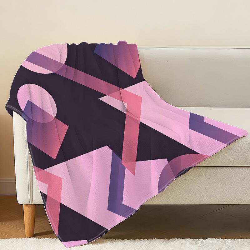 Lightweight Flannel Throw Blanket Geometric Series, Soft Warm Cozy Home Blanket for Halloween, Christmas & Casual Use