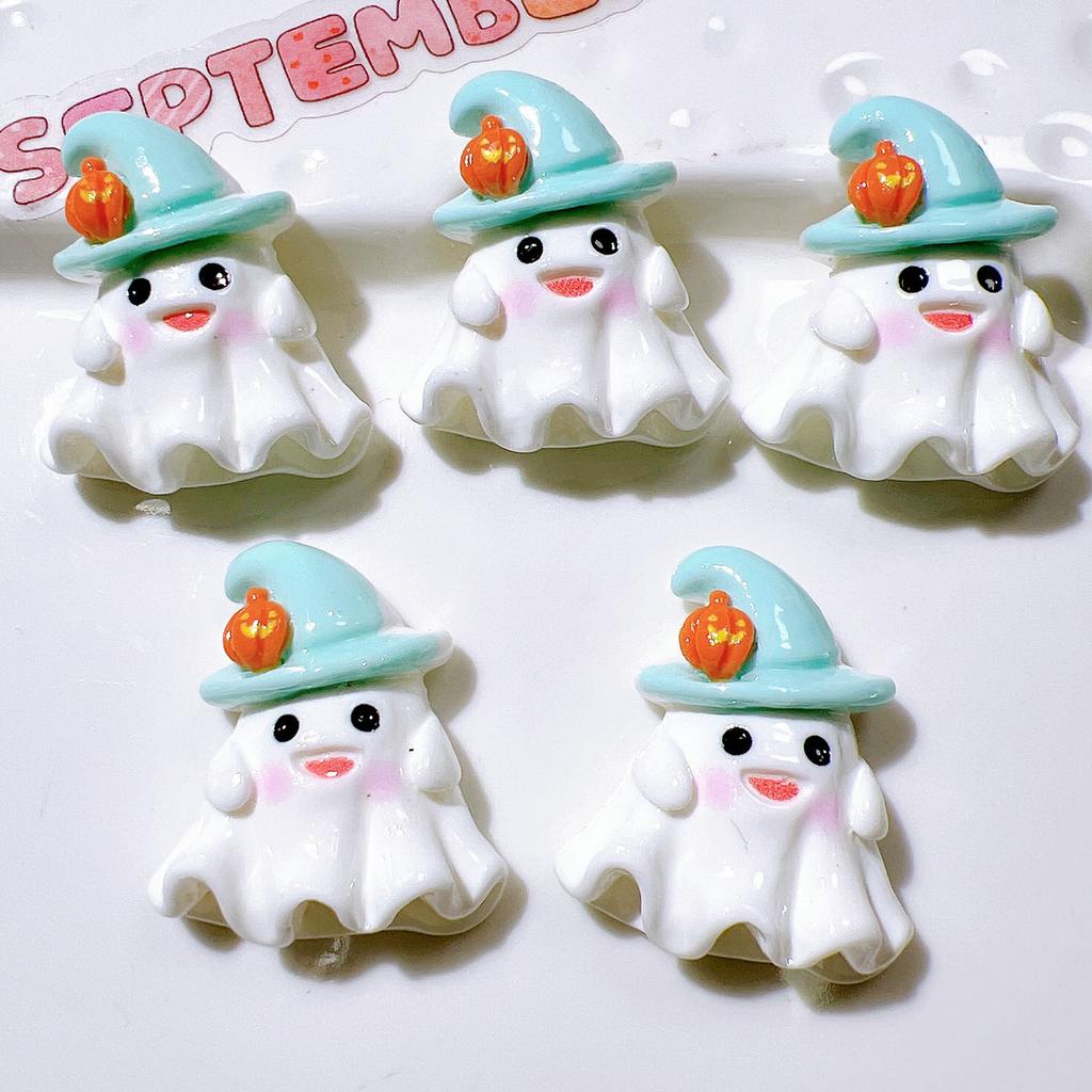 6Pcs New Cute Resin Cartoon Halloween Spiders, Pumpkins, Cats Series Flat Back Parts Embellishments For Hair Bows Accessories