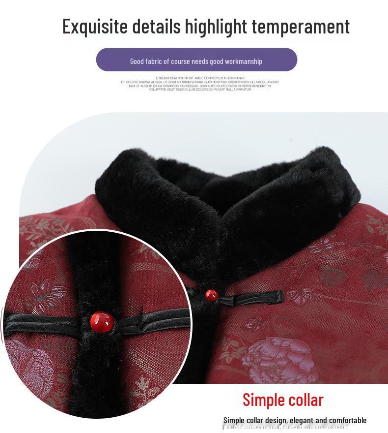 Veste d'hiver surdimensionnée en coton 200 Jin pour femmes rondes et âgées, Manteau épais doublé polaire